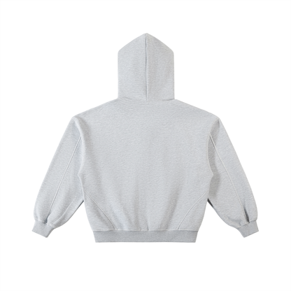 Contrast-Stitched Boxy Fleece Hoodie