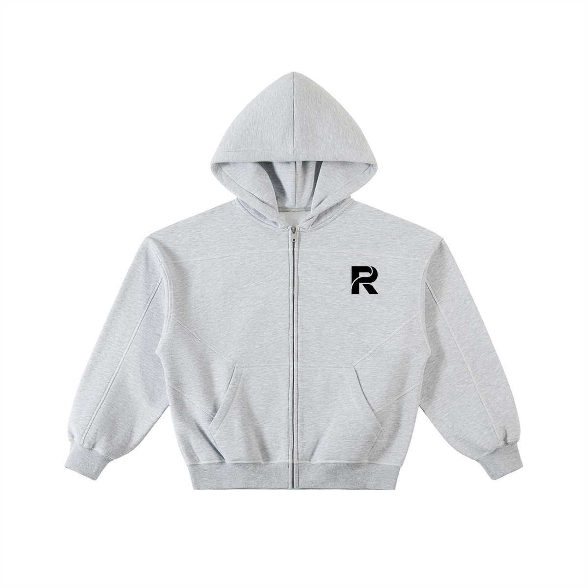 Contrast-Stitched Boxy Fleece Hoodie