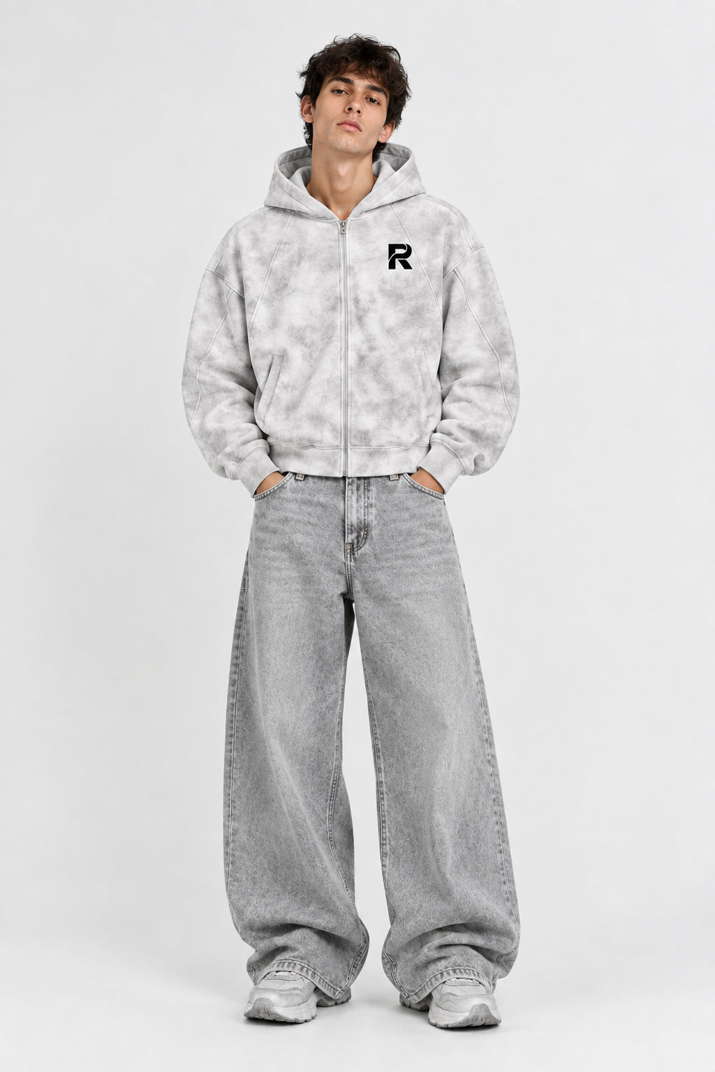 Raxis Dirty Washed Zip-Up Fleece Hoodie
