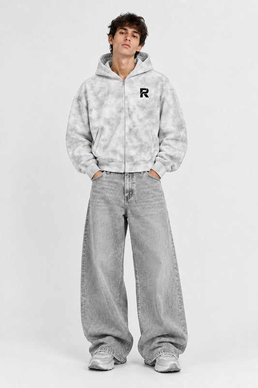 Raxis Dirty Washed Zip-Up Fleece Hoodie