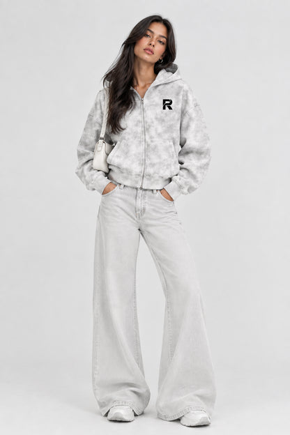 Raxis Dirty Washed Zip-Up Fleece Hoodie