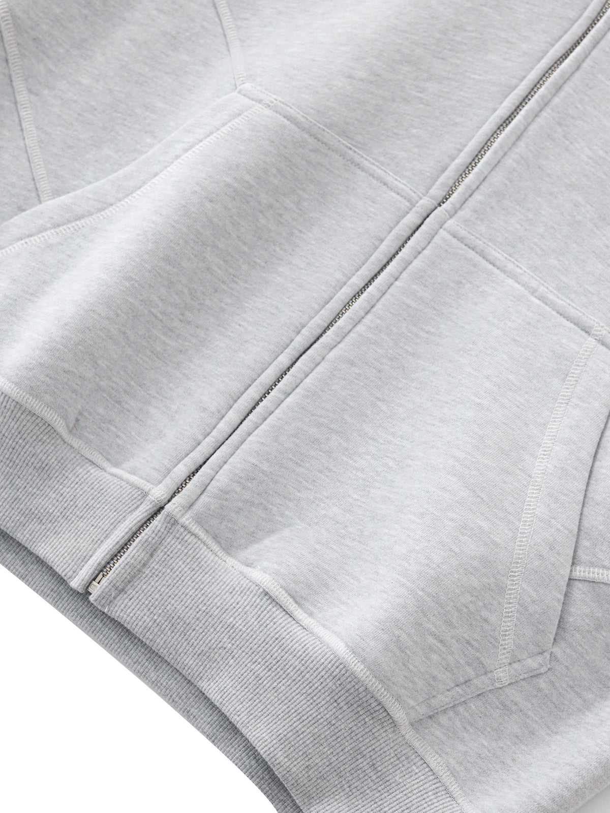 Contrast-Stitched Boxy Fleece Hoodie