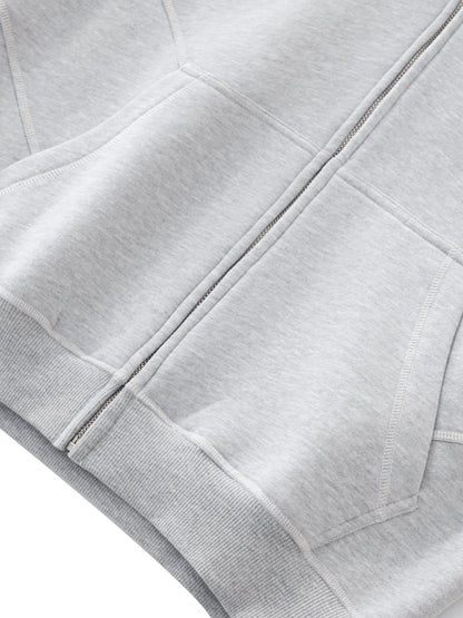 Contrast-Stitched Boxy Fleece Hoodie